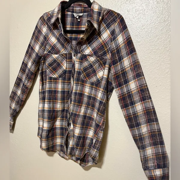 BKE Plaid Flannel Button-Up Shirt | Small | Western Plaid Long Sleeve Flannel - Image 3