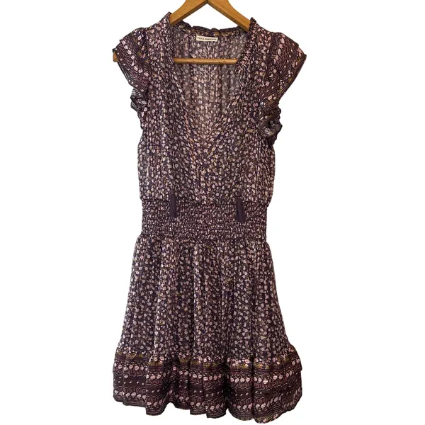 Ulla‎ Johnson Nyssa Silk Mini Dress Cocoa Burgundy Floral Size 4 - Image 3