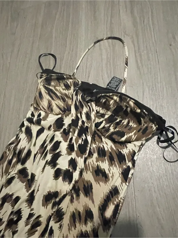 Leopard Print Maxi Dress in Brown and Cream - Image 2