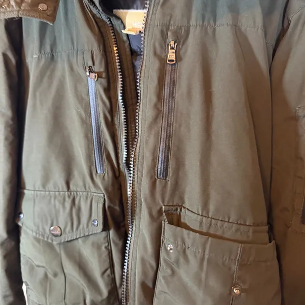 Michael Michael Kors Olive Green Winter Bomber Puffer Coat Womens M Down Filled - Image 4