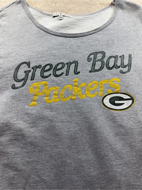 Green Bay Packers Junk Food Gray Varsity Sweatshirt Women’s XL NFL - Image 2