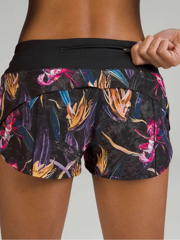 Lululemon Speed Up Low-Rise Lined Short 2.5" Veiled Floral Black Multi Sz 8 - Image 5