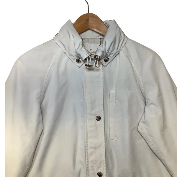 Kate Spade New York Hooded Barn Rain Jacket Cream Ivory Luxury Girly Small‎ - Image 4