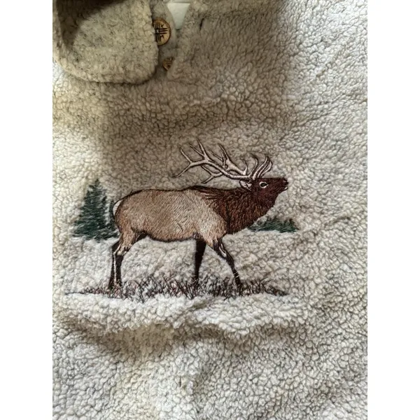 Art Unlimited Fleece Deer Pullover Sweater Sweatshirt Size Measured USA MADE VTG - Image 6