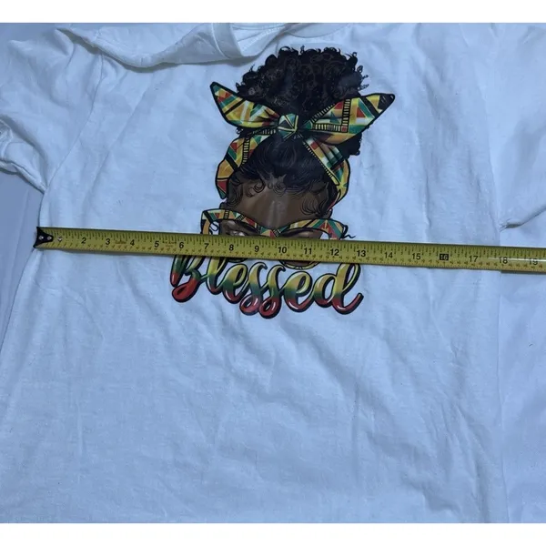 Gildan African American Blessed T-Shirt Women M White Graphics Top Cotton - Image 6
