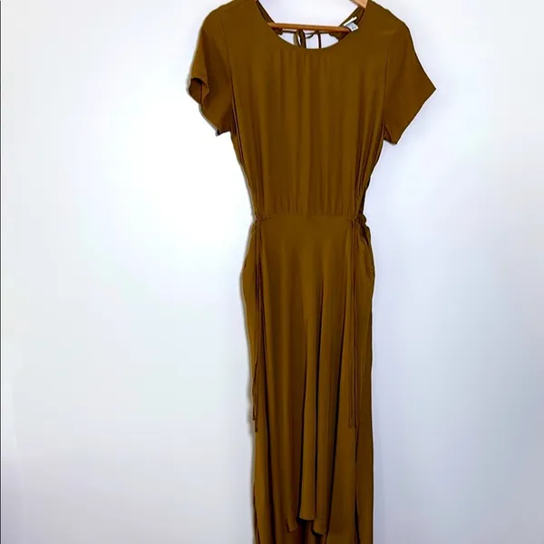 A New Day Brown Midi Dress Lightweight Cutout asymmetrical Hem‎ Tie Back Size M - Image 14