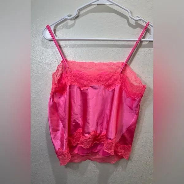 Victoria's‎ Secret Y2K Vintage Neon Pink Satin Lace Top Size M - Image 7