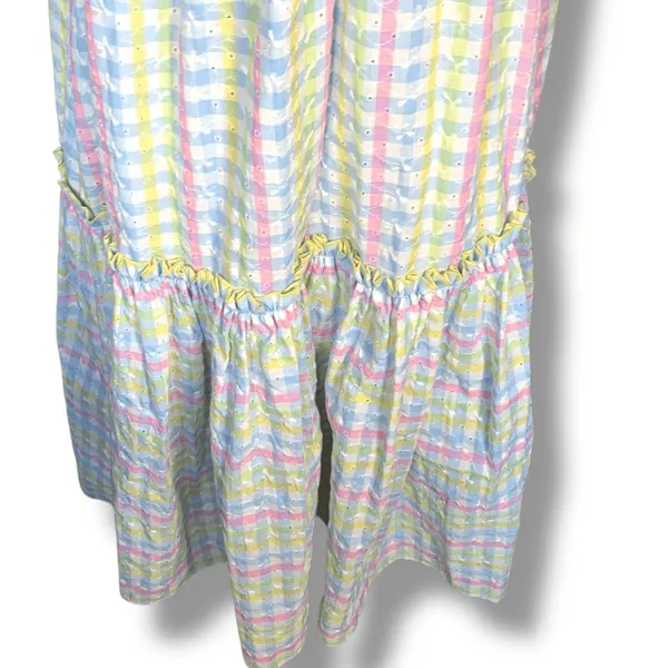 Vintage 70s Pastel Gingham Smocked Maxi Dress‎ Puff Sleeve Cottagecore Romantic - Image 7