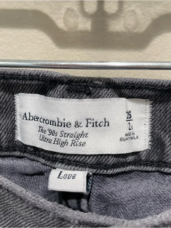 Abercrombie And Fitch 90s Straight Ultra High Rise Gray Jeans Women Size 25S - Image 4