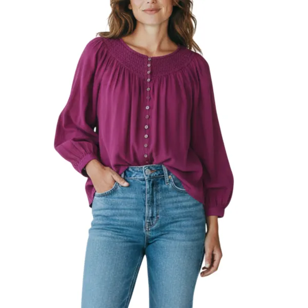 FREE PEOPLE Flowy Pintuck Blouse Sz XS Purple Boho Coastal Breezy Festival Beach - Image 3