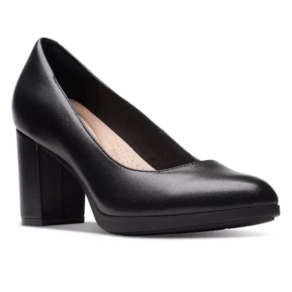 Clarks Bayla Skip Slip-On Platform Dress Pumps Black‎ Leather Block Heel Shoe 9M - Image 9