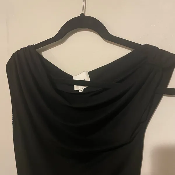 Reformation Cello knit one shoulder top M black classic minimalist timeless date night - Image 5