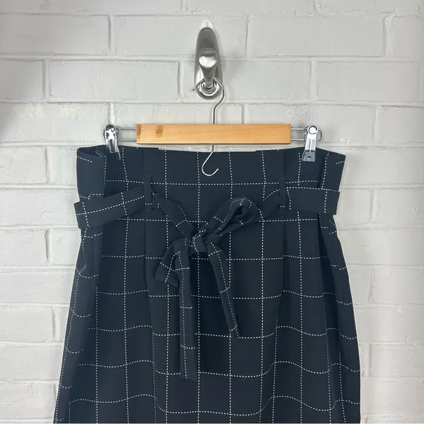 Liz Claiborne Career Black Windowpane Tie Waist Skirt Size 14 - Image 6
