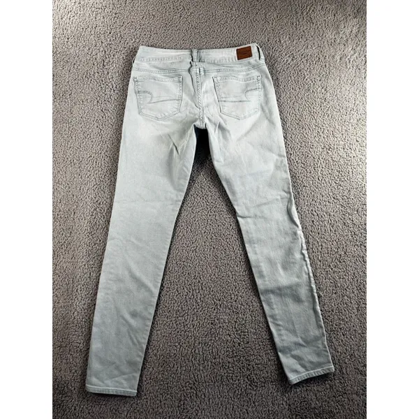 American Eagle Jeans Women 4 Regular Low Rise‎ Skinny Green Denim Pants - Image 2