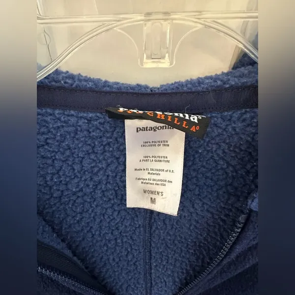 Patagonia Zip Up Synchilla Sherpa Jacket with Hood Blue Medium - Image 4