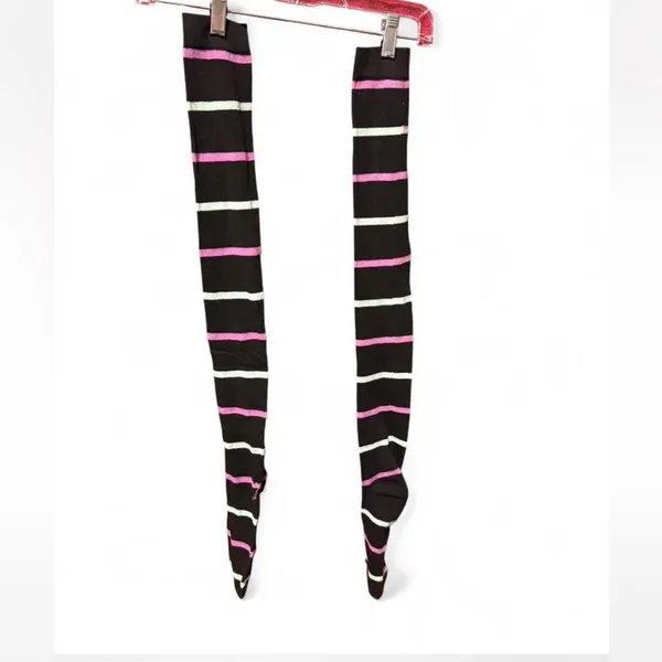 Disney Nightmare Before Christmas thigh-high socks with pink & light Green sripe - Image 2