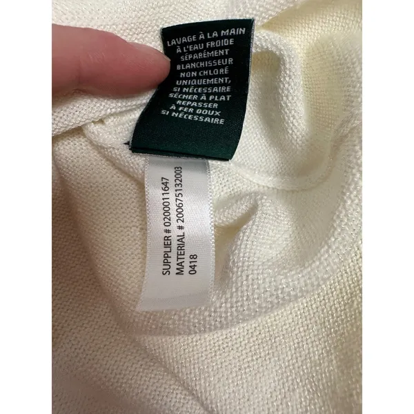 Lauren‎ Ralph Lauren White Linen Blend Handkerchief Hem Scoop Neck Top Size L - Image 9