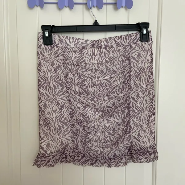 NWOT | Free People women’s Romi lavender mesh ruched zebra ruffle‎ skirt medium - Image 5