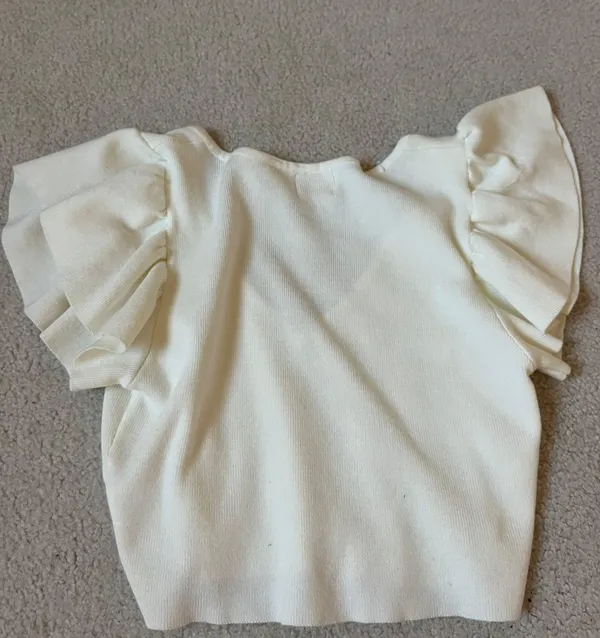 Dreamers By Debut White Ruffle Crop Top - Image 2