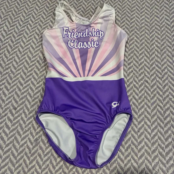 GK Girl Leotard Purple Colorblock Friendship Classic, Adult XS - Image 2