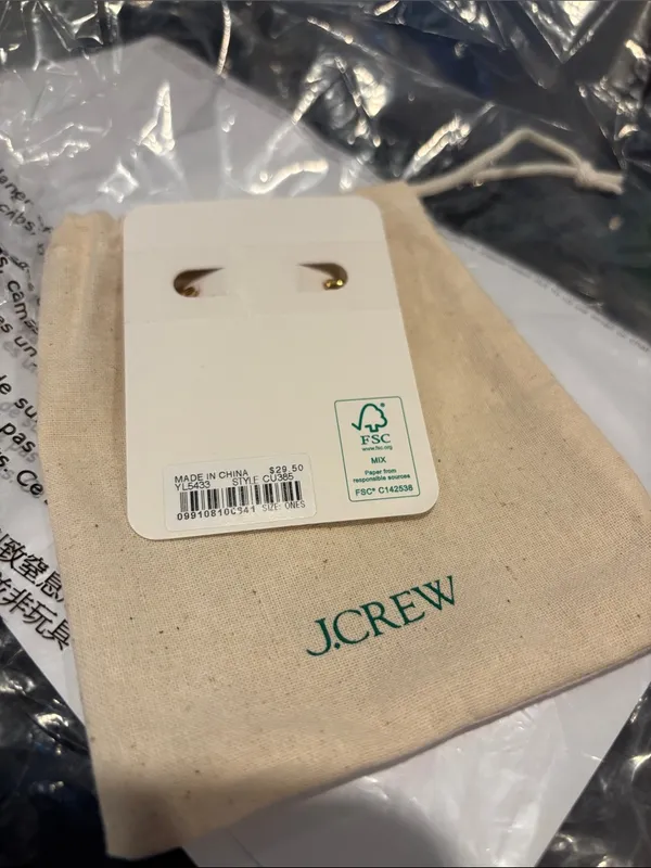 J. Crew Shell Huggie Hoop Earrings Gold-tone New with tags! Never been worn! - Image 5