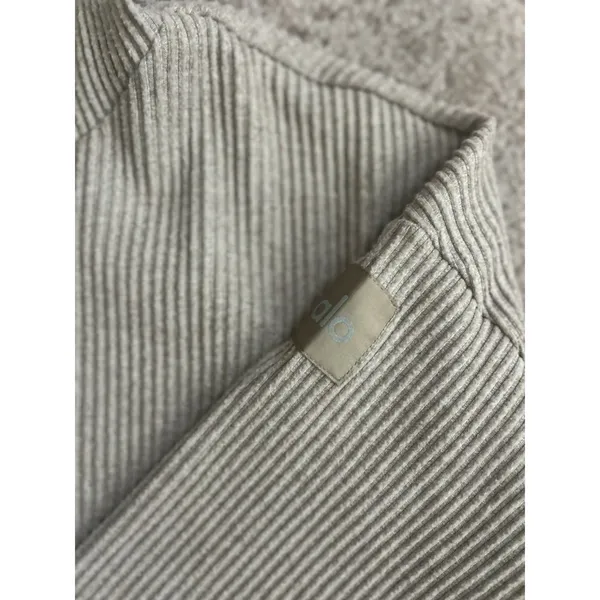 Alo Muse Set Hoodie & Joggers Ribbed Gravel Heather Size Small - Image 3