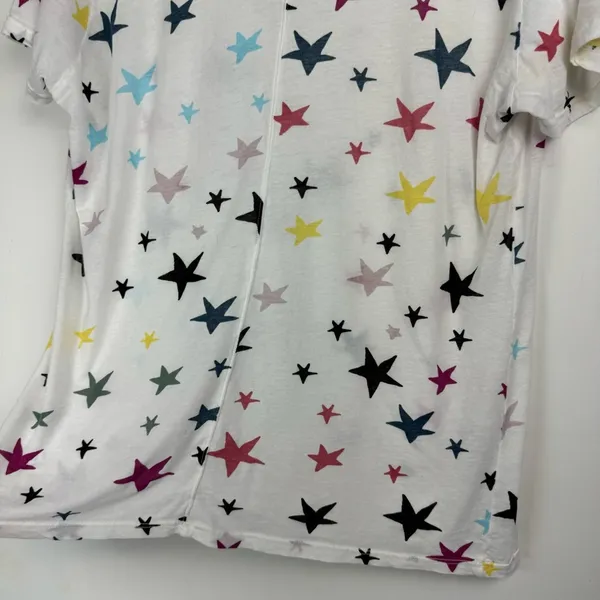 Monrow Womens Vneck Colorful Star Print Tshirt Sz Large Cotton - Image 13