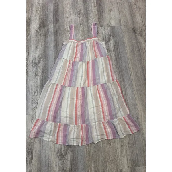 Rails Amaya‎ Juliette Stripe Tiered Linen Blend Midi Dress Pink Purple Medium - Image 2