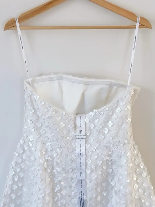 NEW Dessy Collection Women’s Imitation Pearl Sequin Mesh Strapless Minidress - Image 10