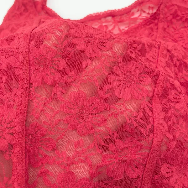 Romantic Sheer Lace Cami Top Large Red Square Neck Coquette Festival‎ Grunge Y2K - Image 6