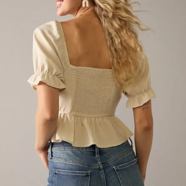 Francescas Marisa Lace Up Front Short Sleeve Blouse Top M - Image 2