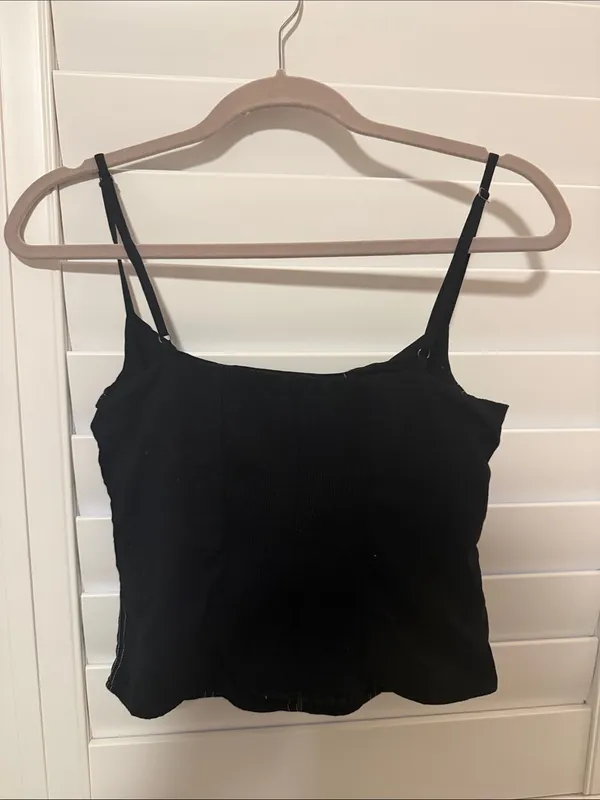 Reformation Black Spaghetti-Strap Corset Camisole - Image 2