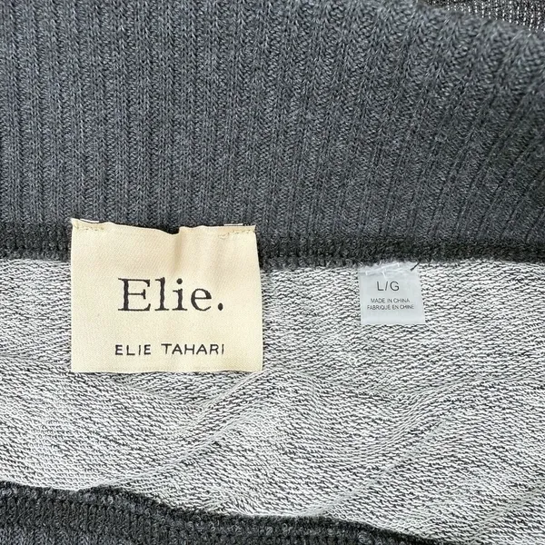 Elie‎ Tahari Maxi Skirt Large Gray Knit Sweater Pull On Elastic Waist Stretch - Image 5