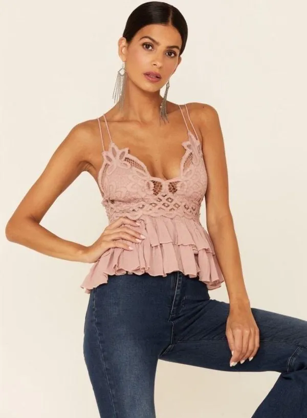 Free People Adella Dusty Mauve Size S Reg $68 Approx. 19.5” Length 69% Viscose 19% Nylon 12% Cotton Bottom 100%Viscose - Image 2