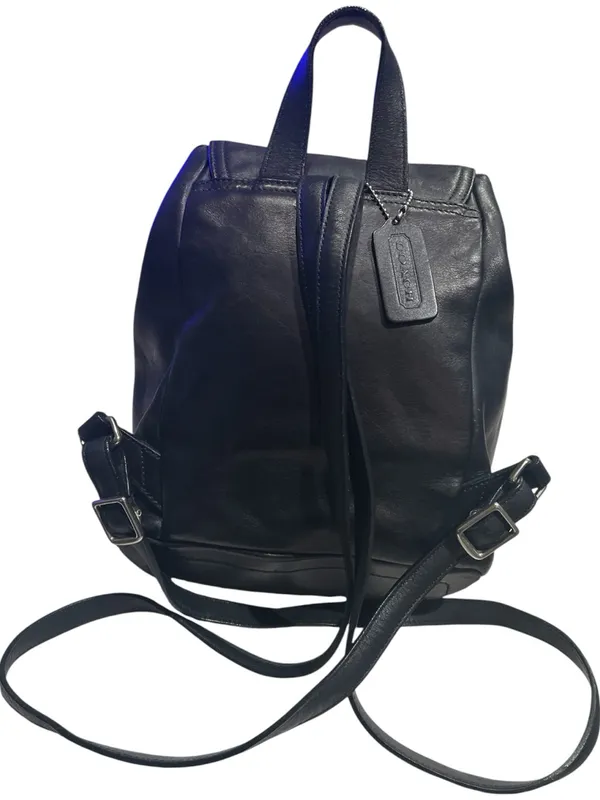 COACH Vintage All Leather legacy Black Backpack 9858 Women's Adjustable Straps - Image 3