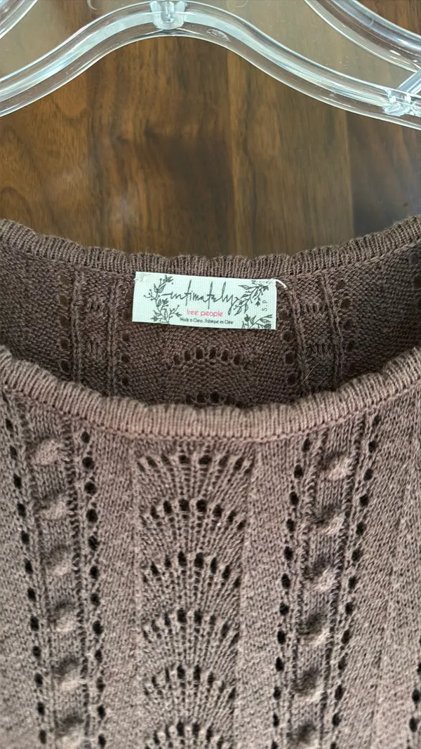 Free People Intimately brown knit sweater cropped top vest S - Image 2
