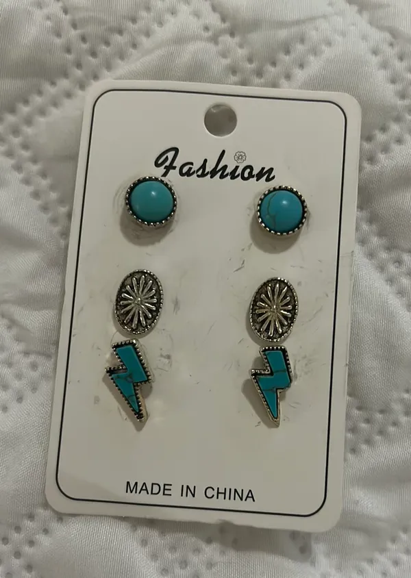 3 Piece Set of Stud Earrings Multiple - Image 3
