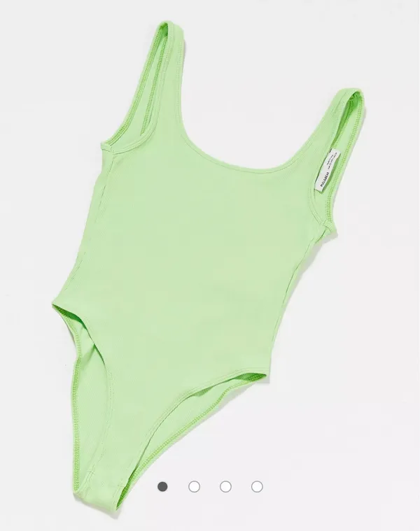 ASOS Pull & Bear Green Ribbed Bodysuit - Image 2