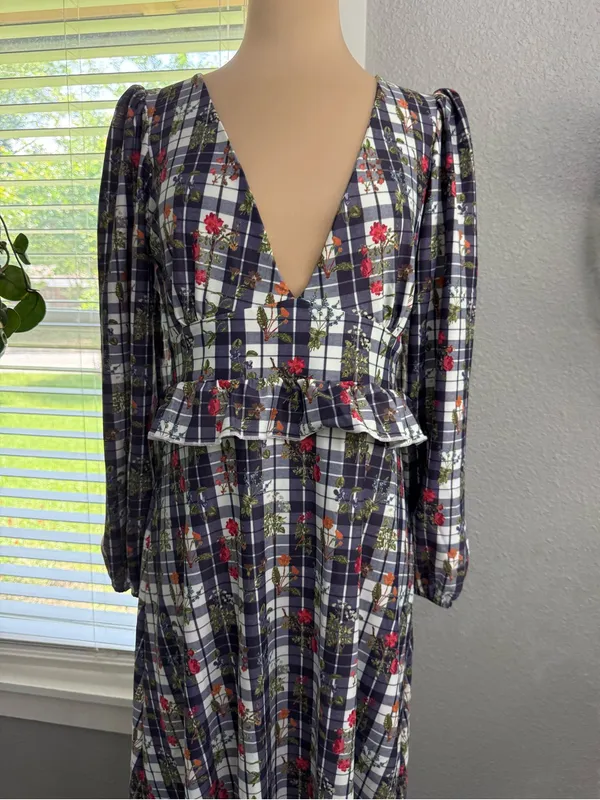 Smith & Quinn Gardener's Plaid Midi Dress Size Large - Image 2