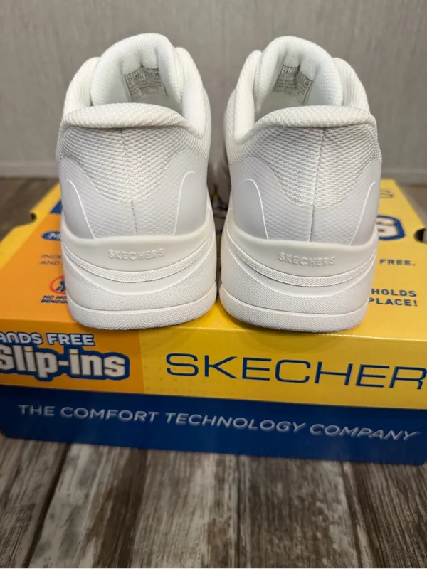 Skechers Uno-Flex All-White Low-Top Lace-Up Sneakers Size 7.5 - Image 10