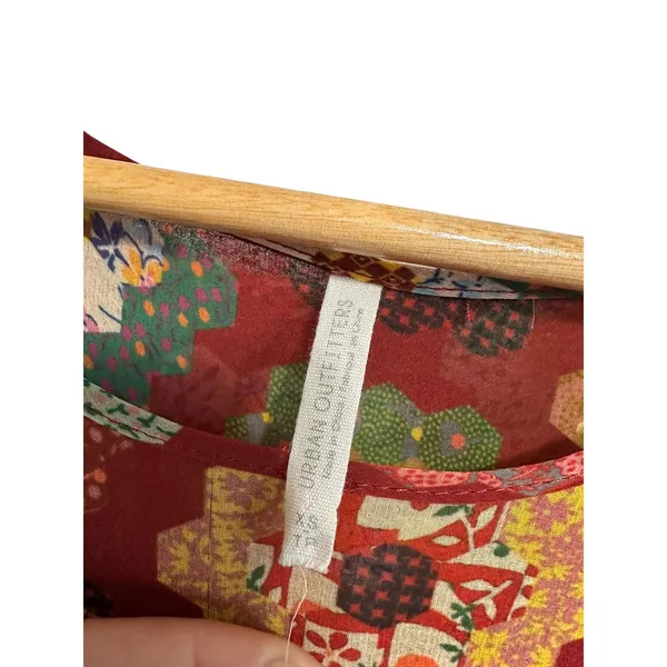 Urban Outfitters patchwork quilt print Ruffle Trim red multicolor maxi‎ dress XS - Image 5