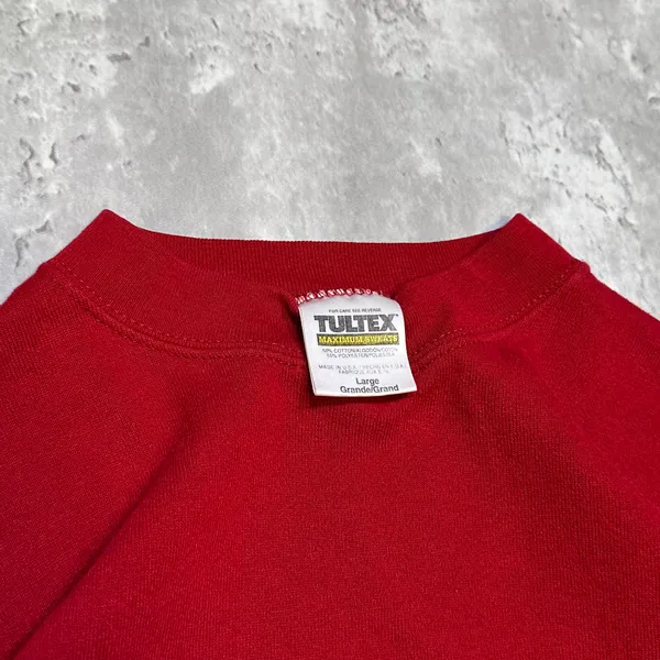 Vintage 90s Tultex Everyday Essentials Blank Red Cotton Crewneck Sweatshirt - Image 3