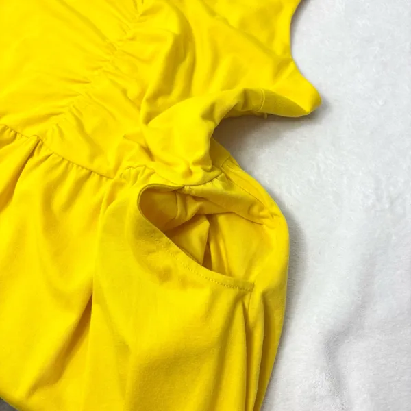 Yathon Yellow Ruched Front Midi‎ Sundress with Spaghetti Straps Size L - Image 6