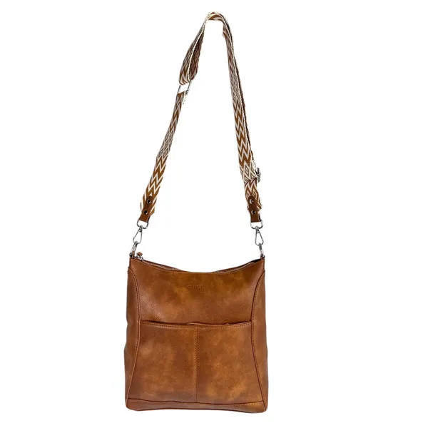 Brown Crossbody Bag Adjustable Strap Multi Pocket CLUCI Faux Leather NEW - Image 2