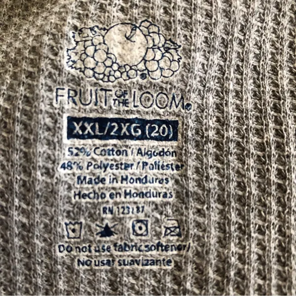 FRUIT OF THE LOOM Womens Waffle T-shirt Size 20 Thermal Style Gray New - Image 5