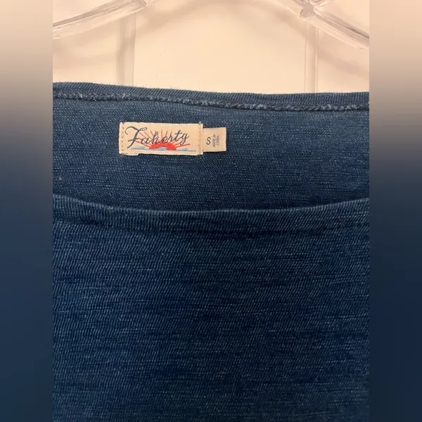 Faherty Boatneck Jersey Top Navy/White Small - Image 3