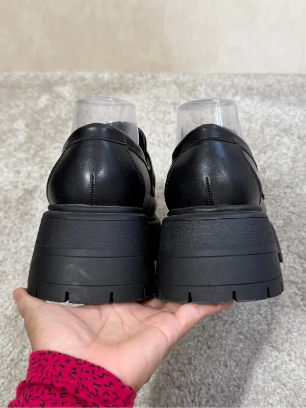 ASOS Design Women’s Wide Fit Maestro Chunky Loafers Shoes Academia in Balck 9W - Image 10
