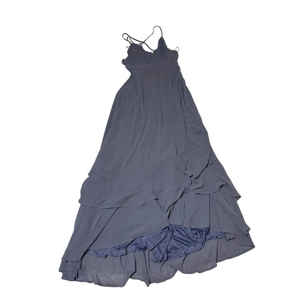NWT Lulus Size Small‎ In Love Forever Granite Blue Lace-Up High-Low Maxi Dress - Image 3