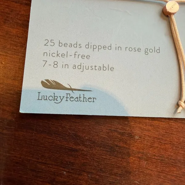 Lucky Feather 25th Birthday Milestone Birthday Bracelet Rose Gold Dipped NWT New - Image 4