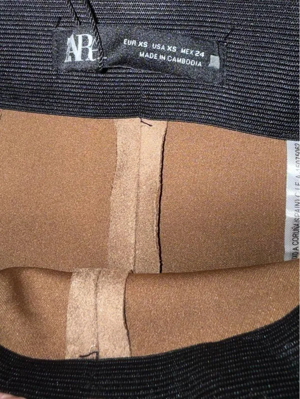 NWT Zara Faux Suede High Rise Ankle Zip pants, size XS, camel - Image 5